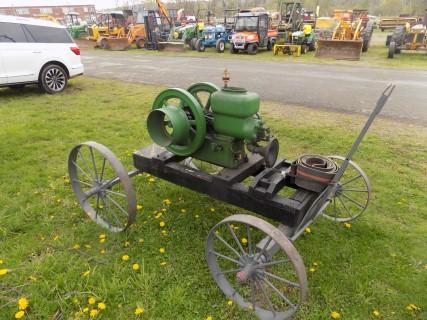 Hercules 3 hp Hit & Miss Engine on Cart w/ Pulley, 475 RPM S/N 272635,  Gre