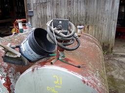 Round 300 Gallon Diesel Tank on Skid with Hand Pump