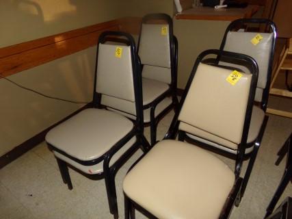 (8) Metal Frame/Tan Uph. Dining Chairs  (8 x Bid Price)