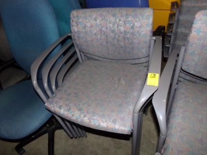 (5) Stackable Upholstered Chairs, Multicolored