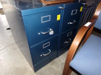 (2) Blue 2-Drawer Filing Cabinets, (2x Bid Price)