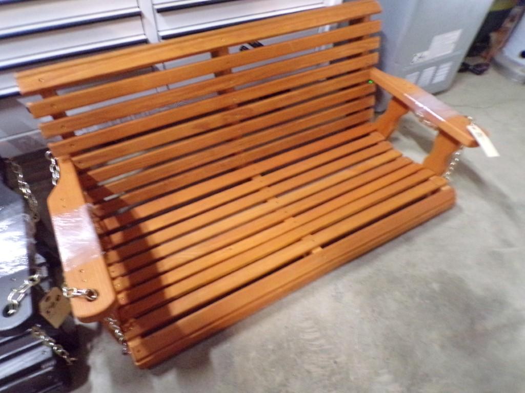 4' Amish Made Porch Swing Bench-Orange Stain