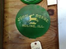 John Deere Round Tin Lid Approx 8 1/2'', (In Equipment Shed)