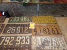 (11) Car License Plates, N.Y., 1922-1926,  (5) Pairs and a Single Commercia