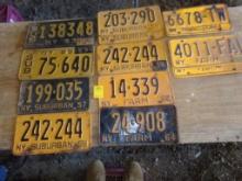(12) Car License Plates, N.Y., 1953-1973, Suburban,Tractor and Farm, (See P