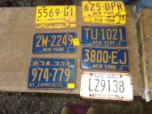 (10) Car License Plates, N.Y., Misc, Blue and Yellow, Yellow and Blue, and