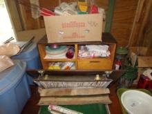 Vintage Coleman Campstove in Suitcase, Large Wooden Chest with Kitchen/Camp