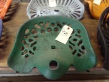 Green, Cast Iron, Antique Tractor Seat,Square Shaped
