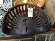 Black Cast Iron Antique Tractor Seat, Higher Back Than Most,Slotted Design,