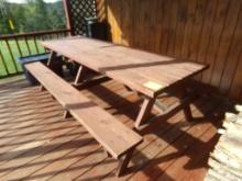 8' Picnic Table, Stained Red