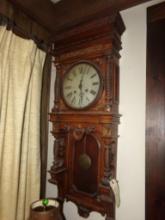 Very Ornate Pendulum Wall Clock, No Visible Brand Name, 44'' Tall
