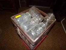 Brown Milk Crate Full of Atlas, Ball and Other Canning Jars, (House, 1st Fl