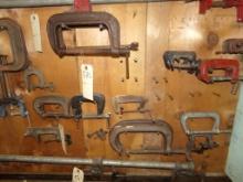 Large Group Of Assorted C-Clamps, (IN BASEMENT)