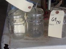 (3) Atlas EZ Seal Pint Canning Jars With Glass Lids (3 X Bid)