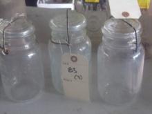 (3) Canning Jars, Atlas EZ Seal With Glass Lids (3 X Bid)