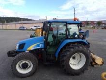 New Holland T5050 4WD Tractor w/Full Cab, w/Alamo Side Flail Mower & NH Rea