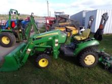 JD 1023 E 4WD Subcompact Tractor w/Loader and 54'' Drive Over Deck, Hydro,
