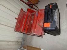 Red Tool Box with Tools and 12V Black and Decker Drill in Box (5895)