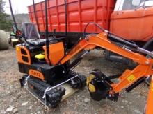 New Orange/Black  AGT QH12 Mini Excavator with Manual Thumb and Briggs Engi