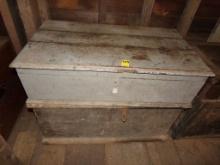 Gray 35'' Antique Chest with Tool Tray, Shallow with 35'' Bare Wood Antique