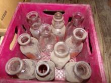 MIlk Crate w/Assorted Glass Milk Bottles - Golan and Murphy, Tarbell Guerns
