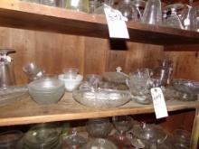 Contents of 2nd Shelf Down - Mostly Clear Glass Dishes, Some May Be Crystal