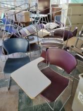 Large Group Of Mixed Blue And Brown Student Desks, Lightweight Wire Design,