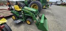 John Deere 1023E Compact Tractor w/ 54'' Auto Connect Deck, Dsl. Eng., 120R