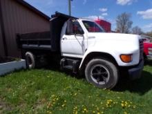 1995 Ford F800 Reg. Cab Dump Truck, 20'' Tires, Steel Body, 162,126 Miles,