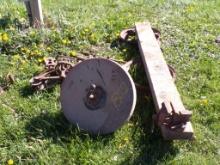 Old Cast Iron Farm Items, Grinding Stone, Vise, Etc. (6691)