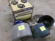 (2) Cage Fans, Well Pump, Electric Motor, Camper Stove and Wire (2813)