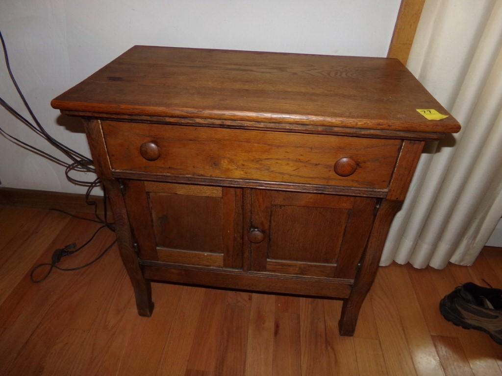 Small 1 Drawer Cabinet with Cupboard Underneath, Looks Like Red Oak (Inside