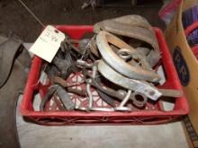 Red Crate with Wooden Stirrups and Misc. Items (Lower Barn)