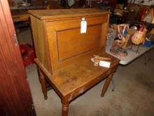 Antique Oak Colored Flip Down Front Secretary Desk