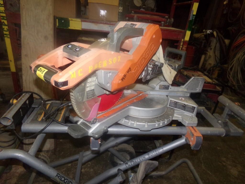 Ridgid 10'' Compound Sliding Miter Saw, m/nS255SR on Folding Stand, 110 Vol