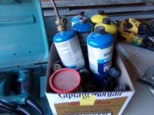 Box with Propane Cans, MAAP Cans, Pipe Cutters, Strikers Torch, Etc. (Bay 4