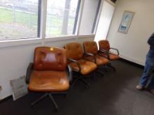 (4) Leather Rolling Office Arm Chairs (Office)