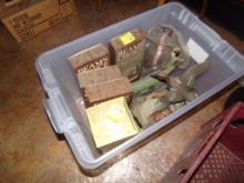 Gray Tote Full of Assorted Vintage Decanters