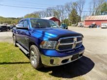 2015 Dodge Ram 1500, 4x4, Big Horn, Crew Cab, 5.7 Hemi, Tonneau Cover, Blue