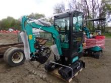 New Blue  AGT Industrial QH13R Mini Excavator with Full Cab, Grader Blade a