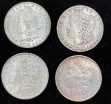 1878 7TF, 1887O, 1891, 1902 Silver Morgan dollars (4 coins total)