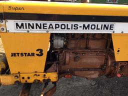 1967 Minneapolis Moline Super Jet Star 3 gas tractor S.#28302973 w/w. fr., 3-pt. & fenders.