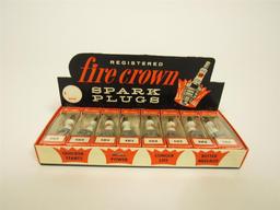 NOS 1960s Fire Crown Spark Plugs automotive garage countertop display still full of NOS product.