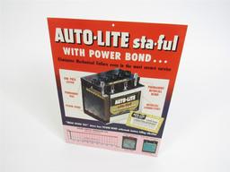 NOS 1959 Auto-Lite Sta-Ful Batteries automotive garage countertop cardboard display sign.