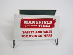 Late 1950s-early 60s Mansfield Tires service station metal tire display sign.