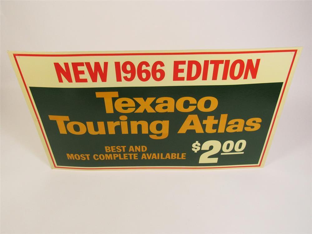 NOS 1966 Texaco Touring Atlas single-sided cardboard service station display cardboard sign.