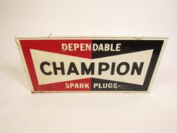 1960s Dependable Champion Spark Plugs double-sided tin automotive garage sign.