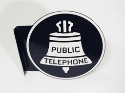 LARGE 1940S-50S BELL PUBLIC TELEPHONE TIN FLANGE SIGN