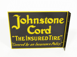 1930S JOHNSTONE CORD TIRES TIN PAINTED FLANGE SIGN