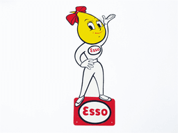 1962 ESSO OIL DROPLET GIRL TIN SERVICE STATION SIGN